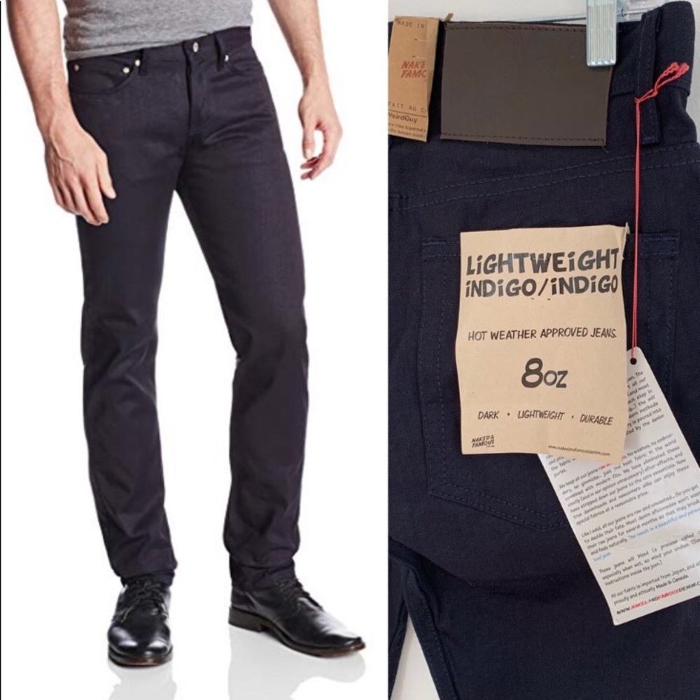 Naked & Famous Denim Lightweight Indigo Slim Jeans - Dark Indigo